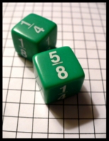 Dice : Dice - 6D - Math Dice - Fractions - Green with White Numerals